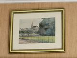 a picture of a painting hanging on the wall above a fireplace
