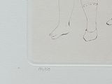 a drawing of a woman ' s legs and a cat on the floor