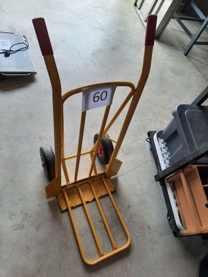 a cart that has a number on it in a garage