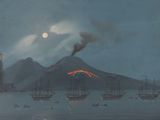 une image représentant un tableau où l'on voit des bateaux sur un plan d'eau, avec une montagne en arrière-plan
