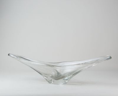 DAUM France Coupe à fruits en cristal coulé Signée Vers 1960