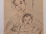 an image of a drawing of a man holding a baby