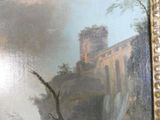 a picture of a painting of a castle on a hill