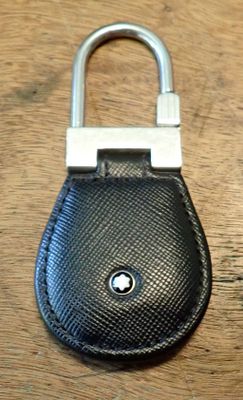 Montblanc Porte Clé Métal et Cuir Grainé - H 9,5 cm