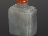 chinese carved jade snuff bottle with orange top