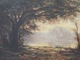 painting of a wooded landscape with a river and trees