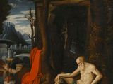 une image représentant un tableau où l'on voit un homme assis dans une grotte