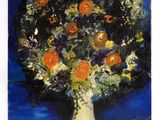 une peinture de fleurs dans un vase sur une table