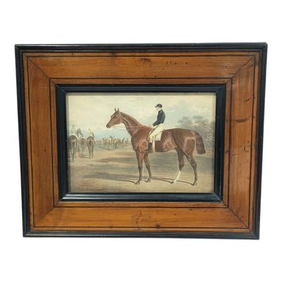 tableau représentant un homme à cheval, avec d'autres hommes en arrière-plan