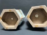 pair of chinese hexagonal vases with painted decoration