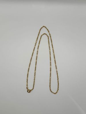 Chaîne en or jaune 750 °/°° à maillons ronds et ovales. L : 52 cm. Poi - Photo 1