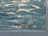 a picture of a painting of a boat in the water