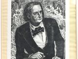 drawing of a man in a tuxedo sitting in a chair