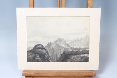 Ecole Française ou italienne du XIXe Paysage aux ruines d'un…