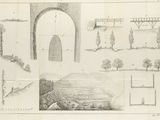 a picture of a drawing of a bridge and other things