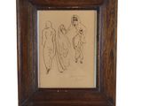 une image représentant un dessin d'un homme et d'une femme dans un cadre en bois