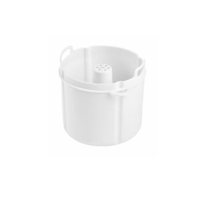 a white bucket with a handle and a handle on it