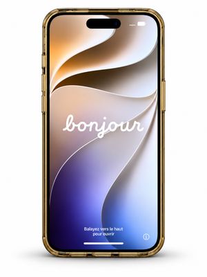 l'arrière d'un iPhone XR avec une coque dorée