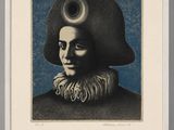 portrait of a man wearing a large hat with a large eye