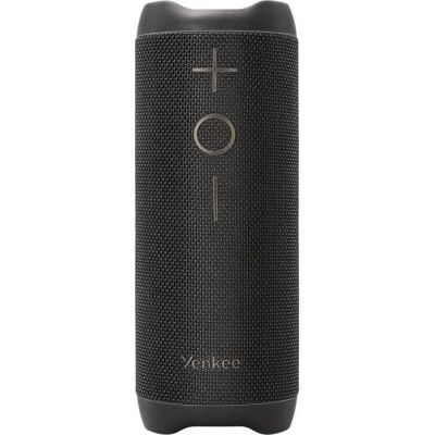 une enceinte portable noire avec un micro sur le dessus