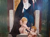 a painting of a nun and a child in a room