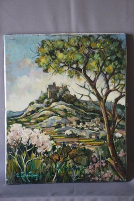 Max TOUTAIN (1935-2006), "L'amandier en fleurs", huile sur t…