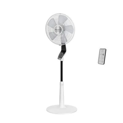 an image of a fan and remote control on a stand