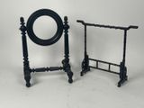 pair of antique cast iron mirrors and stand