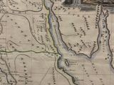 an old map of the middle of africa with a waterfall in the middle of it