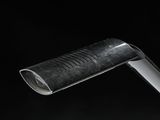 a black and white photo of a knife with a handle
