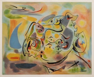 une image représentant un tableau où l'on voit le visage d'un homme avec un oiseau sur la tête