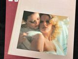 two photos of a woman and a baby on a book