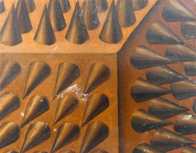 a painting of a bunch of spikes on the wall