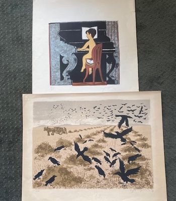 André FOUGERON (1913-1998) L'enfant au piano (1946) Paysage …