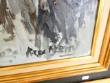 une peinture représentant un groupe de personnes marchant dans la rue