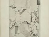 an image of a black and white drawing of a man sitting on a chair