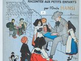 un vieux livre sur lequel figure l'image d'un homme assis sur un banc
