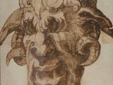 dessin représentant une tête de chèvre avec une tête de chèvre au milieu