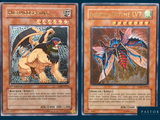two cards with different designs of a dragon and a dragon on them