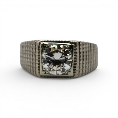 Solitaire en or gris (750 millièmes) serti d'un diamant rond…