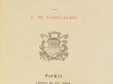 an old book with a picture of a coat of arms on it