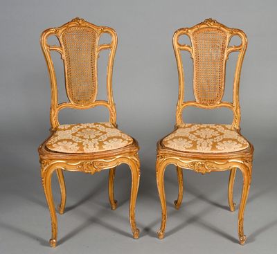 pair of louis xv style cane back chairs