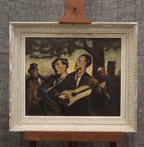 D’après DAUMIER « Chanteurs ambulants ». Huile sur toile. Non sig...