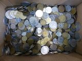 a box full of silver and gold coins in it