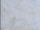 painting of a white square on a wooden surface with a black border