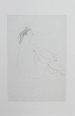 l'image d'un dessin d'une femme assise sur le sol