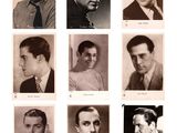 several black and white photographs of men in suits and ties