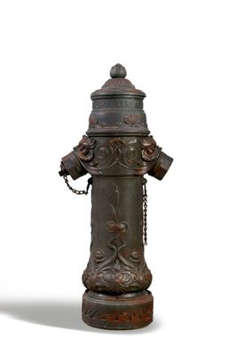 a fire hydrant that has a chain around it