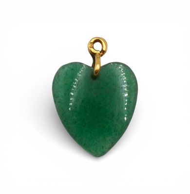 Pendentif en forme de coeur en aventurine verte et bélière en or jaune - Photo 1