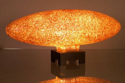 a lamp that is sitting on top of a table